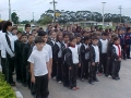 Alunos da rede municipal de ensino prestigiando a homenagem pelo anivers�rio da Imigra��o Italiana