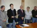 Prefeito Janir Branco, acompanhado pelo vice Juarez Torronteguy e demais autoridades, falando da importncia dos planos de manejo