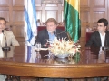 Prefeito, o intendente e o C�nsul do Uruguai (da direita para a esquerda)